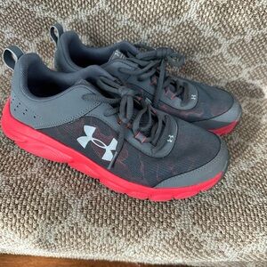 Under Armour Kids' Gray and Red Athletic Shoes